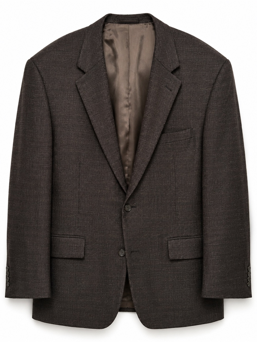 Oscar de la Renta Dark Brown Textured Tweed Two-Button Blazer